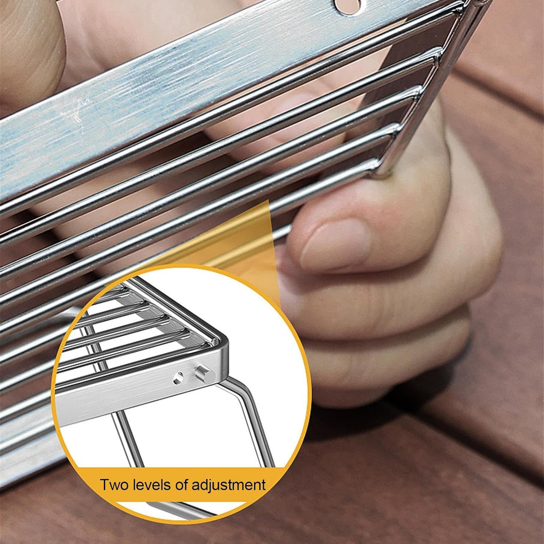 Grill Rack, Foldable Cooking Grid Tool, Portable Steel Griddle Base, Ideal for Yard, Gathering, Back