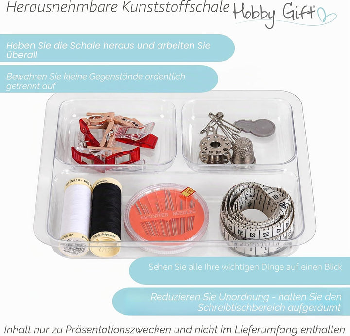 Hobby Gift Nähkästchen Klein mit Griff - Nähkorb aus Baumwolle mit Fächern für Nähzubehör &amp; Werkzeug