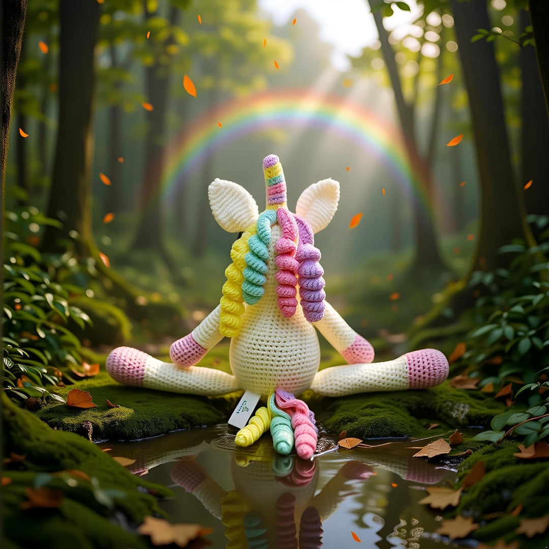 Handgehäkeltes Einhorn Stofftier, Amigurumi-Tierspielzeug, Handgehäkelte originelle Geschenke für Ba