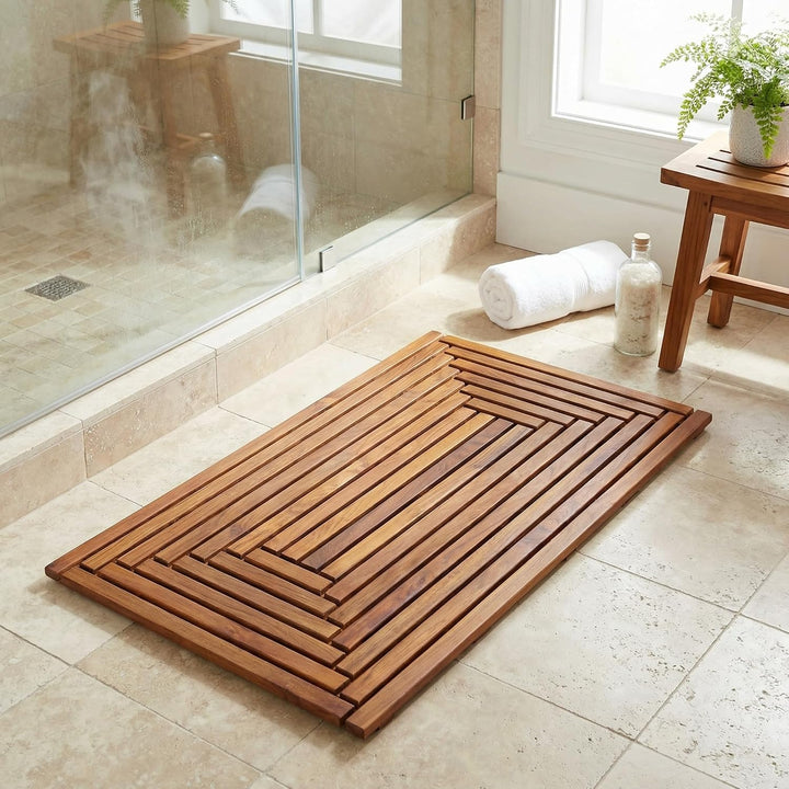 Bare Decor Giza Fussmatte, massives Teakholz, 91,4 x 50,8 cm, Matte