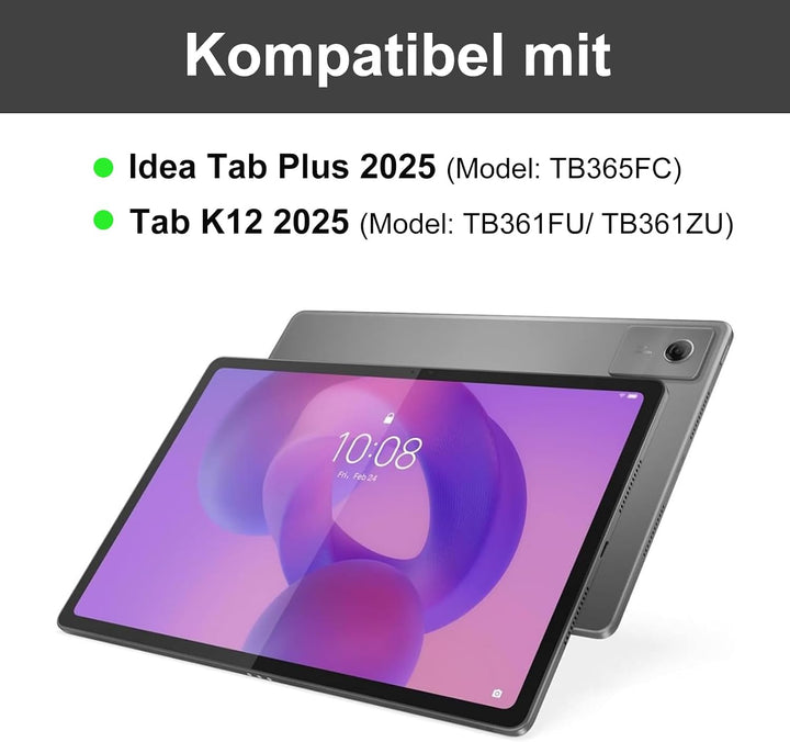 Hülle Tastatur für Lenovo Idea Tab Plus 12.1 Zoll 2025 Schwarz RGB, Schwarz RGB