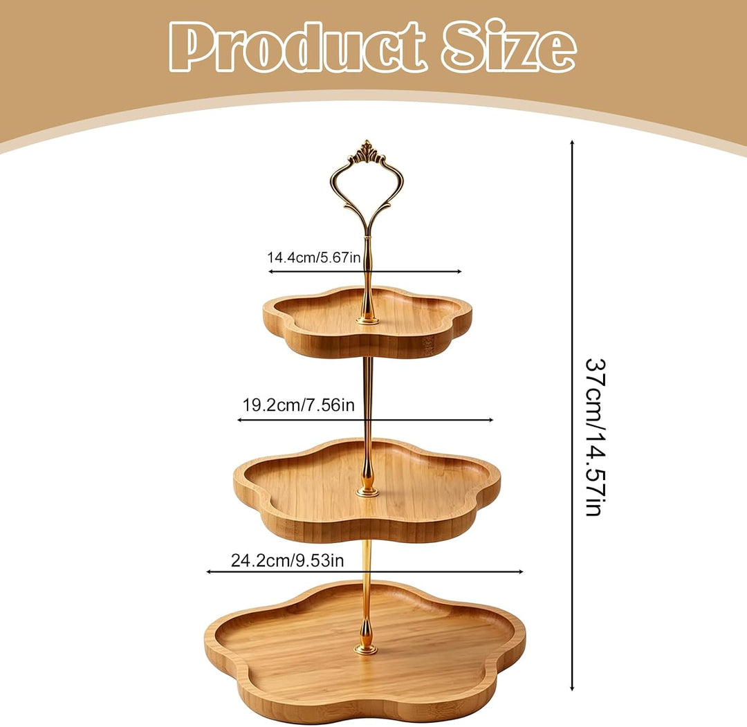 Etagere 3 Etagen Aus Holz, 3-Stöckiger Kuchenständer, Cupcake Ständer Holz, Ø19,5cm Ø24.5cm Ø30,5cm,