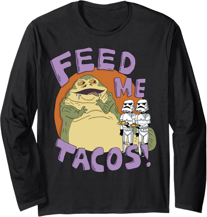 Star Wars Jabba The Hutt Feed Me Tacos Doodle Langarmshirt