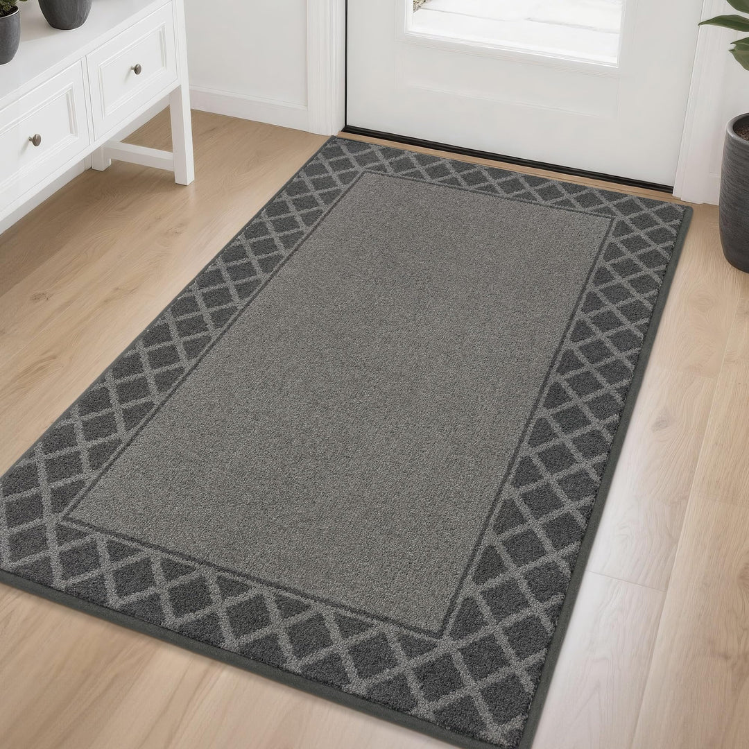 BEQHAUSE Schmutzfangmatte, TPR rutschfest, Polyester, Grau, 90x150cm 90 x 150 cm Kohlgrau, 90 x 150