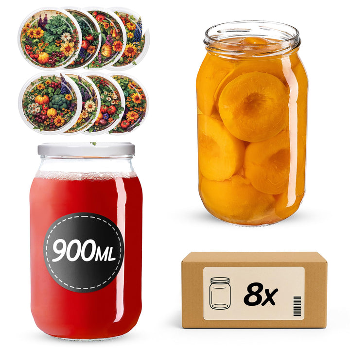 KADAX Einmachgläser 900ml TO82, Grosse Sturzgläser mit Schraubdeckel, Einkochgläser Fermentierglas f
