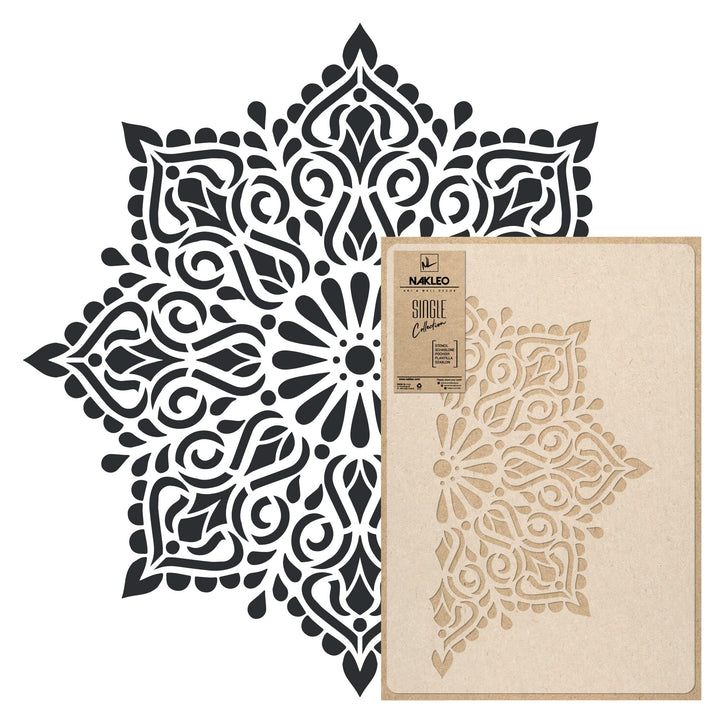 Wiederverwendbare Wandschablone aus Kunststoff // Quadratisches Mandala // Muster Schablone Vorlage