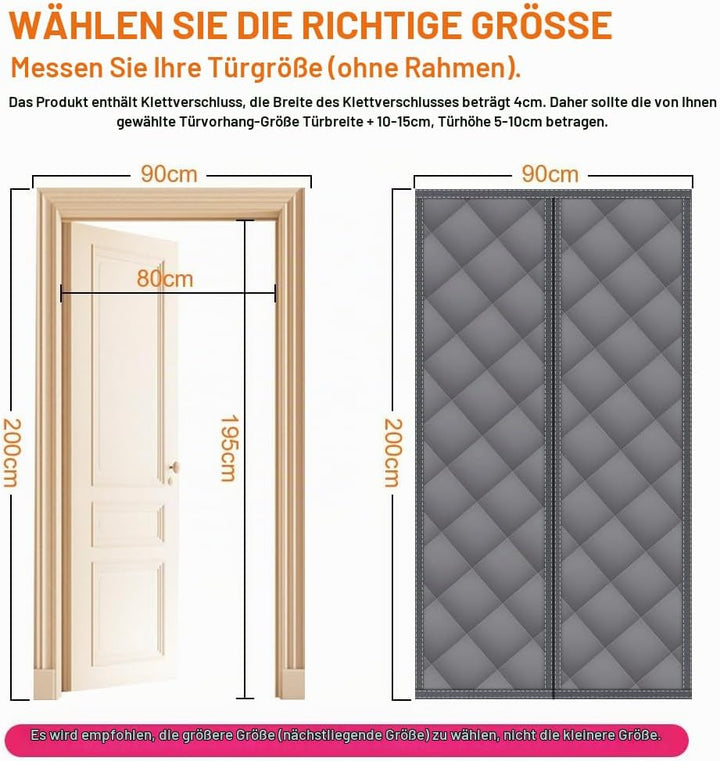 flintronic Magnet Wärmeschutzvorhang für Türen, 90x200cm Thermo Türvorhang, Lsolier Schutz Vorhang,