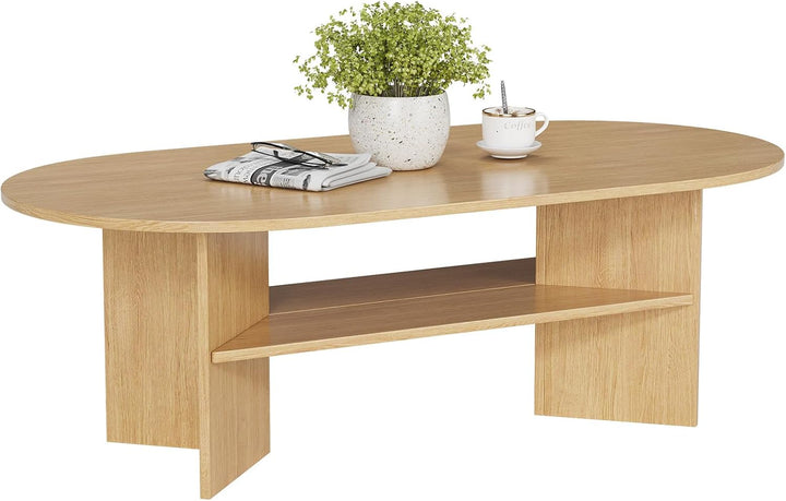 YOUDENOVA Couchtisch Ovaler Beistelltisch Holz Modern Wohnzimmertisch Coffee Table Klein Tisch für W