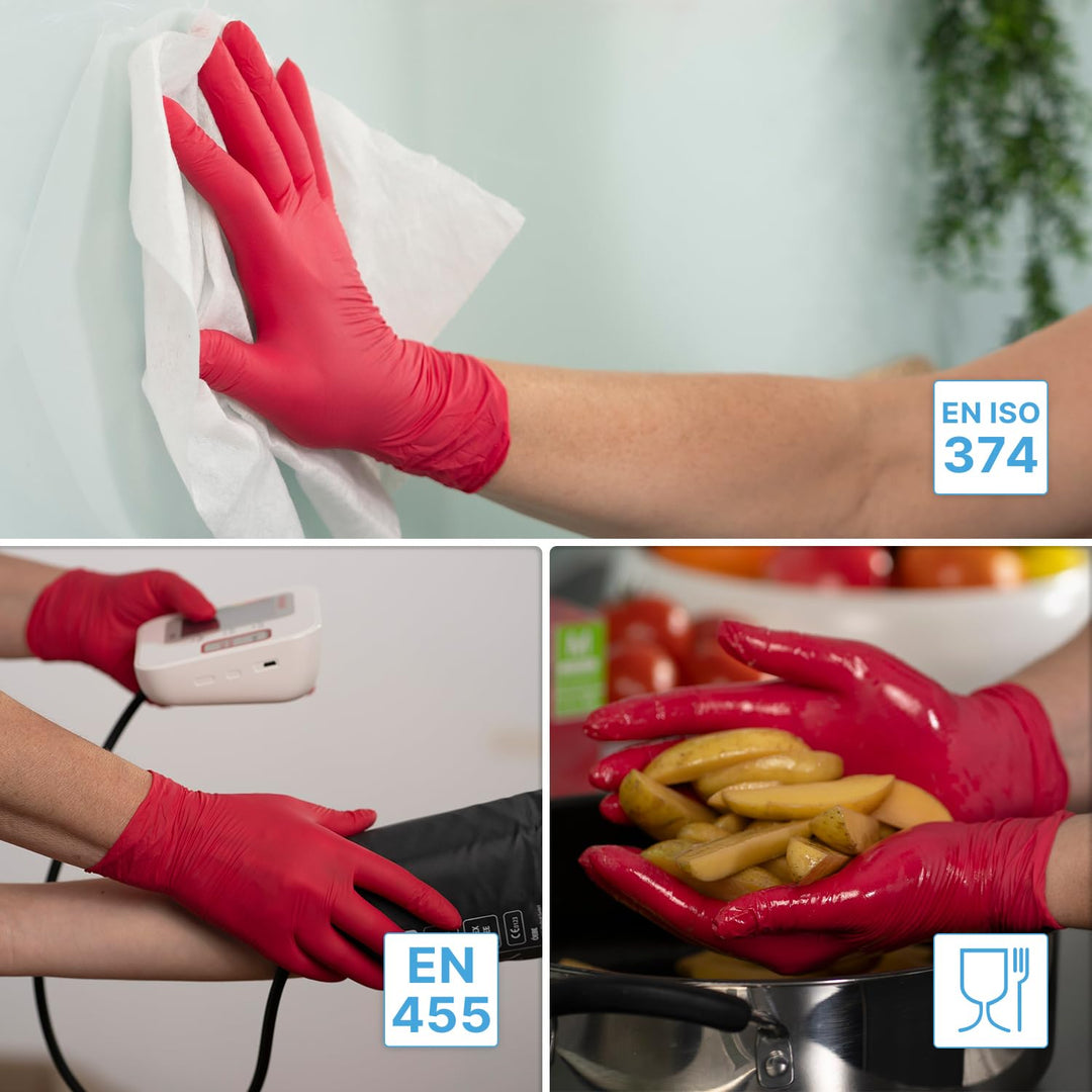 500x ARNOMED® Einweghandschuhe Rot, Nitril Handschuhe, Einmalhandschuhe M | Nitrilhandschuhe Einweg