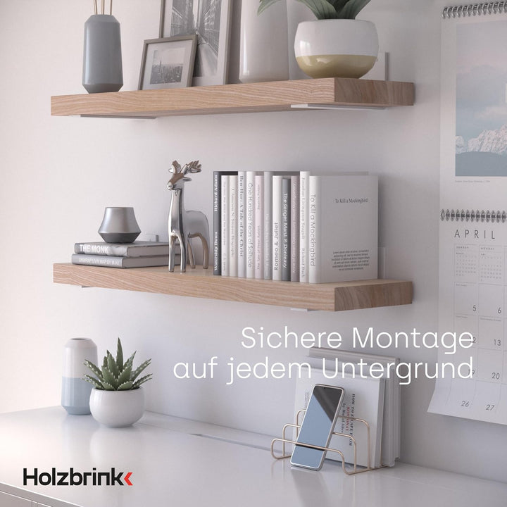 HOLZBRINK Regalträger Metall Regalhalter für Wandregal, Regalwinkel, weiss 250x100x40 mm, 2 Stück, H