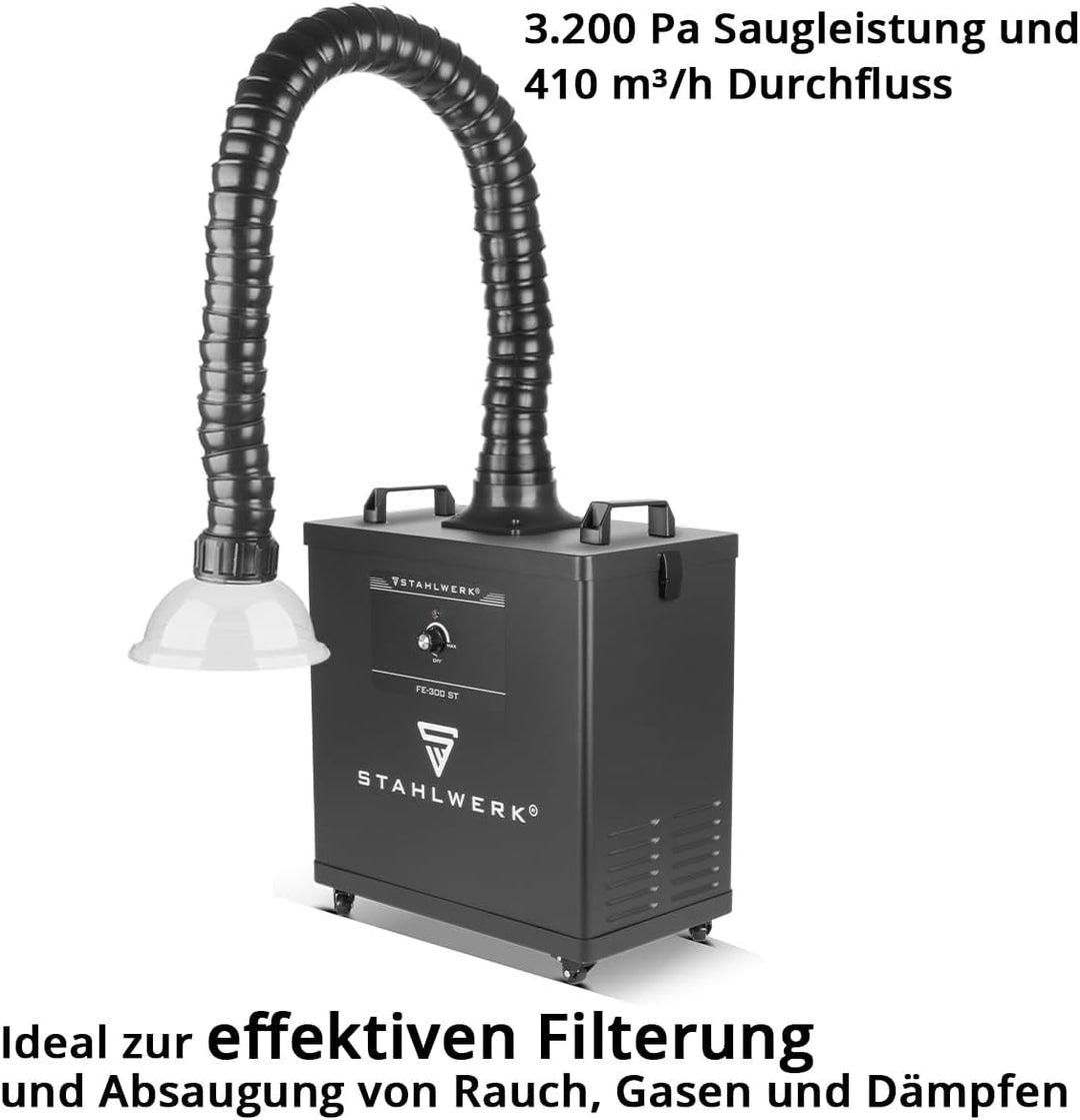 STAHLWERK Rauchabsaugung – 300 Watt starke Absauganlage FE-300 ST mit 3-fach-Filter, sicherer Raucha