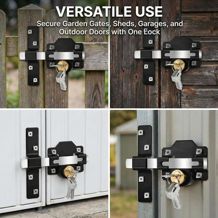 Langes Torschloss, doppelseitig, geeignet für rechte und linke Holztür, 5 Schlüssel (50 mm)