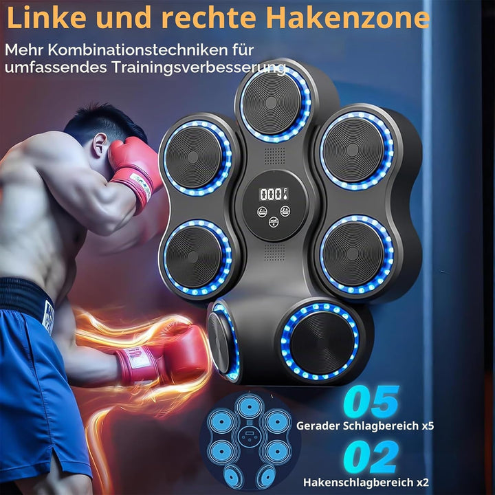 Music Boxing Machine für Erwachsene, Wandmontierte LED Licht Bluetooth Musikboxing Maschine Blau-7 S