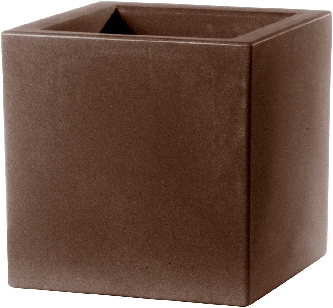 TERAPLAST Blumentopf Schio Cubo 40 cm Made in Italy recyclebar 40 cm Cappuccino, 40 cm Cappuccino