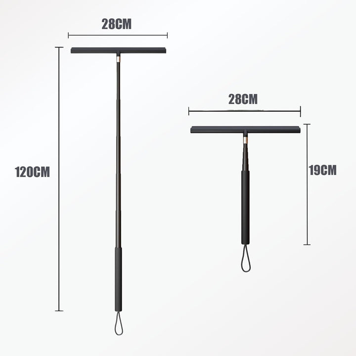 Duschabzieher Langer Stiel, 20-120cm Duschabzieher Schwarz, Fensterwischer mit Teleskopstiel, Glasab