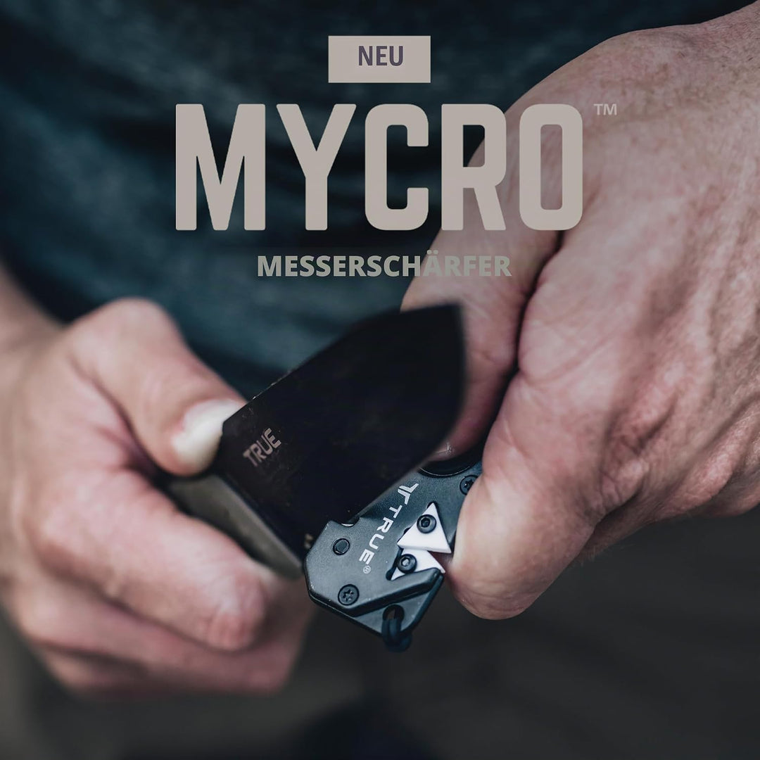 True Utility MYCRO Knife Sharpener - Kompakter Messerschärfer mit Karbid- und Keramikschlitzen - TPR