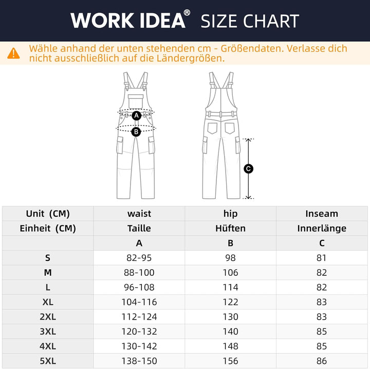 WORK IDEA Arbeits-Latzhose für Männer Multi Pocket Technology Herren Arbeitslatzhose Grün S, Grün S