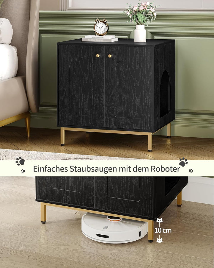 Hzuaneri Katzenschrank, Katzentoilette, Katzenklo Schrank, Katzenhaus mit Tür, Hölzerner Beistelltis