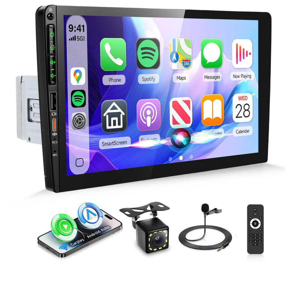 Rimoody Autoradio 1 Din mit Wireless Carplay Android Auto Bluetooth 5.2 FM/AM/RDS, 9 Zoll IPS Touchs