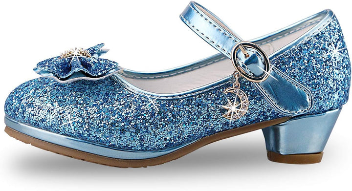 Prinzessin Schuhe Mädchen High Heels Sandalen Mädchen Pailletten Party Pumps Kinder 25 EU Blau, 25 E