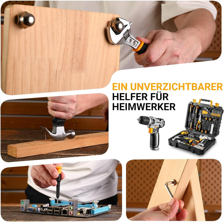 DEKO 126 Stück Elektrowerkzeug Combo Kits mit 8V Akku Bohrer, 10MM 3/8&