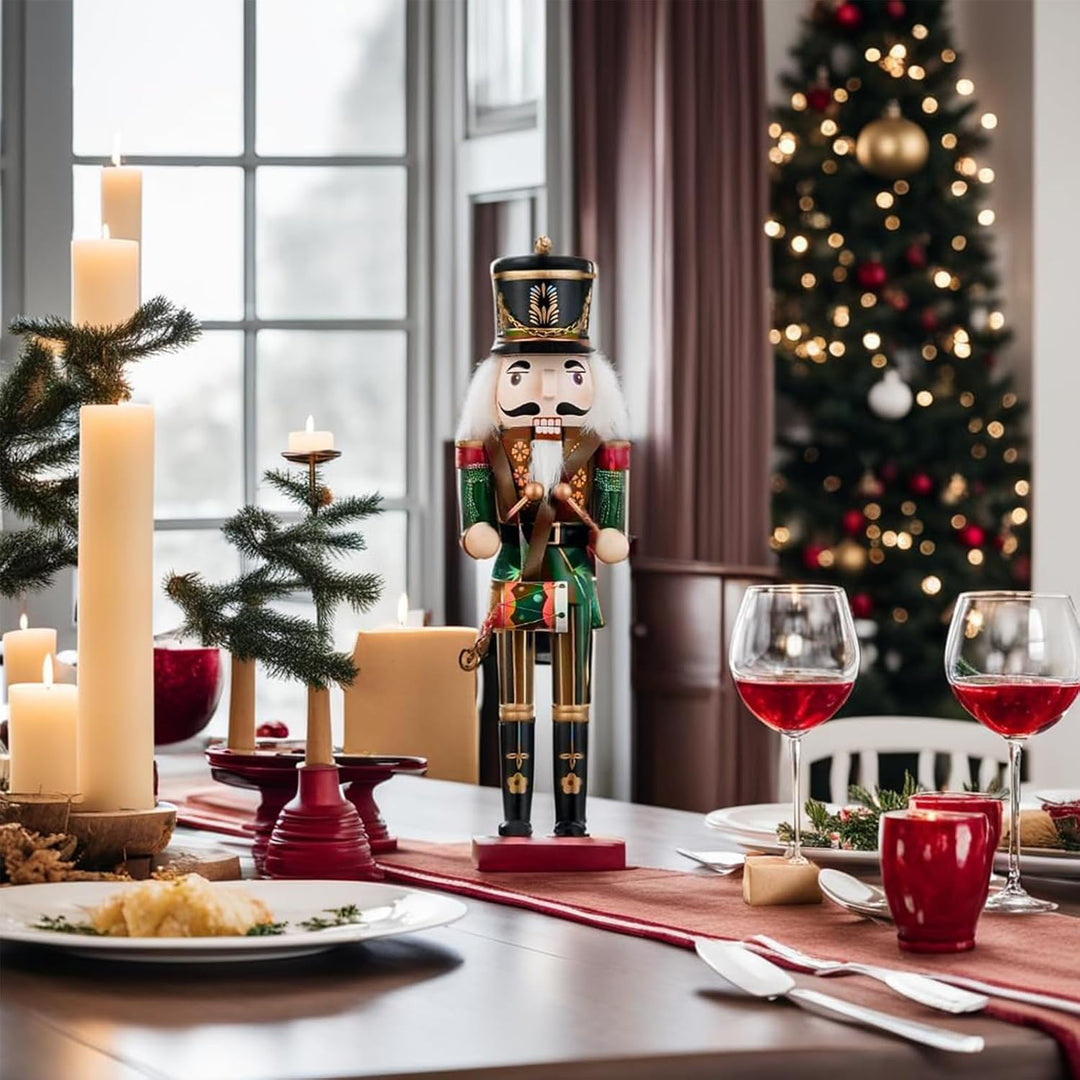 30cm Rot Blau Weihnachten Nussknacker Figur,2 Stück Holz Nussknacker Soldat Grosse Traditionelle Wei