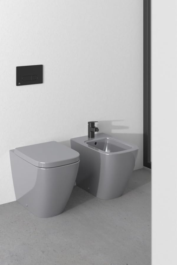 Ideal Standard - i.life B, Bidet Bodendraht, mit Hahnloch, mit Überlaufloch, grau glänzend
