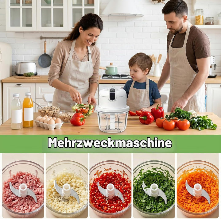 Elektrischer Küchenhacker, Mini Zwiebel Zerkleinerer Elektrisch, Zwiebelschneider Elektrisch 350ml,