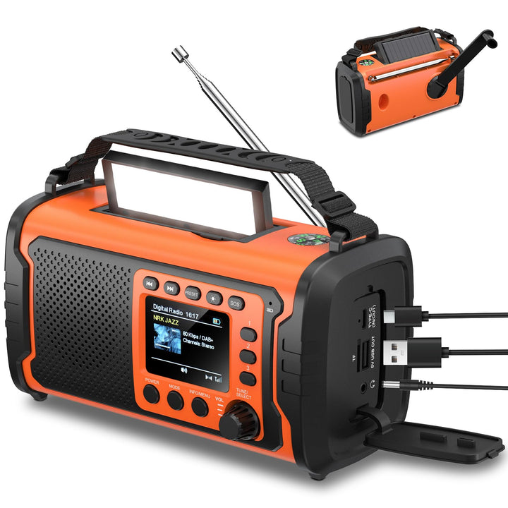 27000mAh DAB/DAB+ Notfallradio mit Kurbel, Solar &amp; USB Laden, Bluetooth 5.3, Powerbank-Funktion, SOS