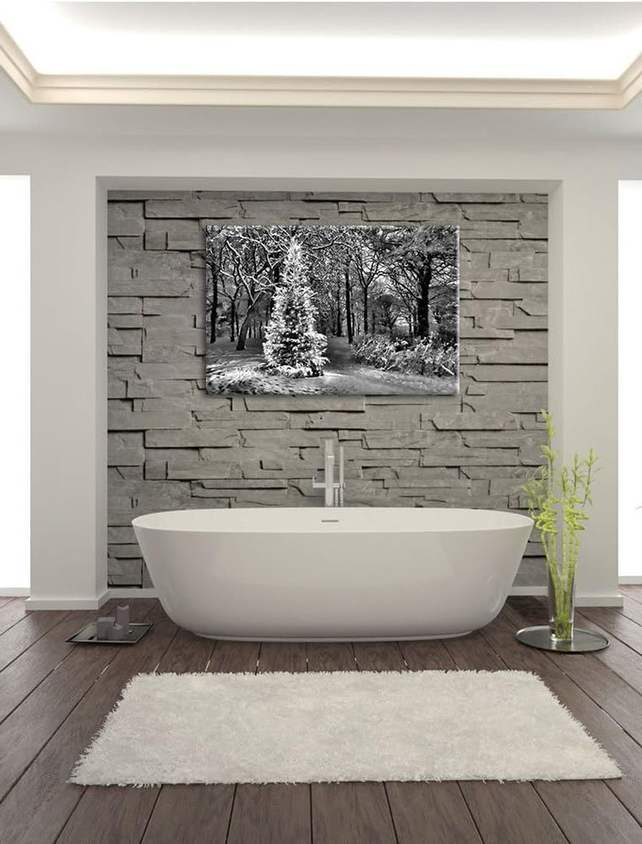 Pixxprint Monocrome, Leuchtender Weihnachtsbaum, Format: 100x70 auf Leinwand, 100x70