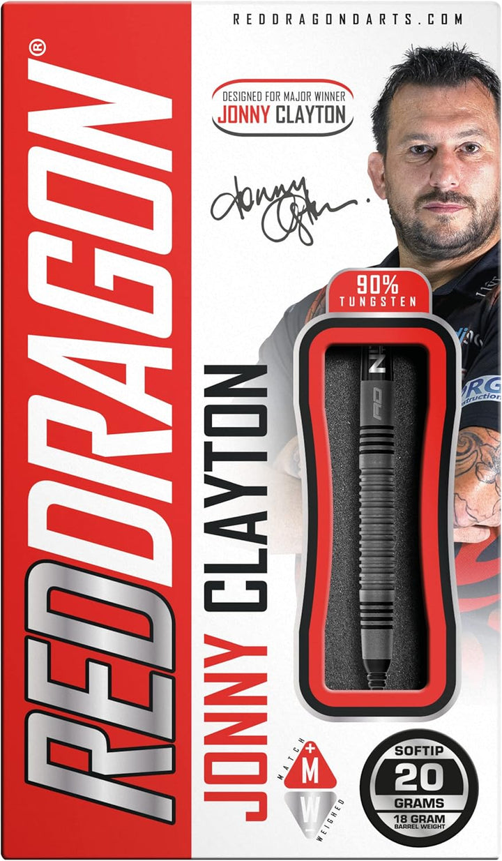 RED DRAGON Jonny Clayton Oxide Auflage Premium Tungsten Darts Set mit Flights und Stielen 18.0 Gramm