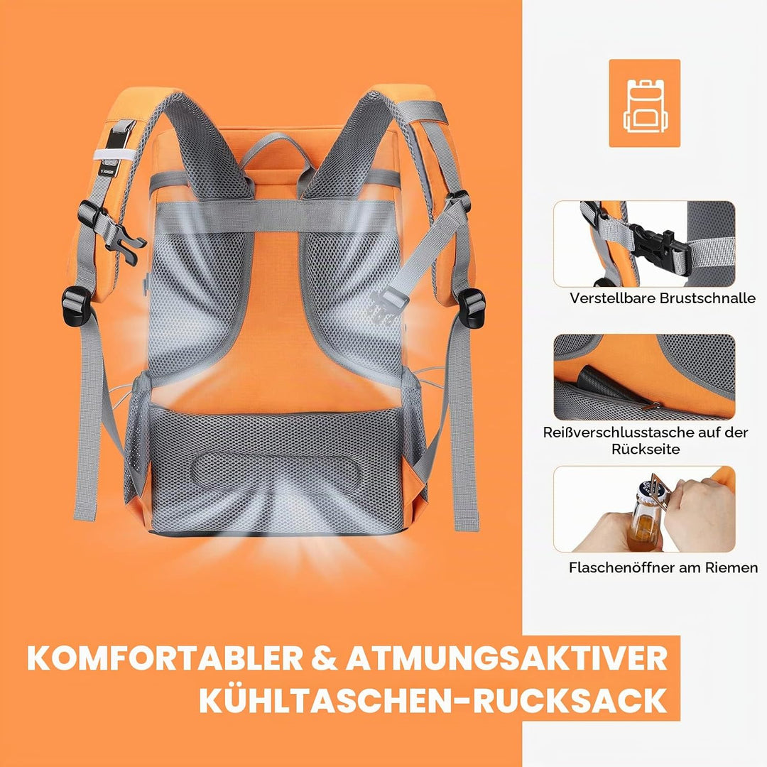 Maelstrom Kühlrucksack 35/50 Dosen, Isolierter Cooler Rucksack Auslaufsicher, Grosse Kühltasche Ruck