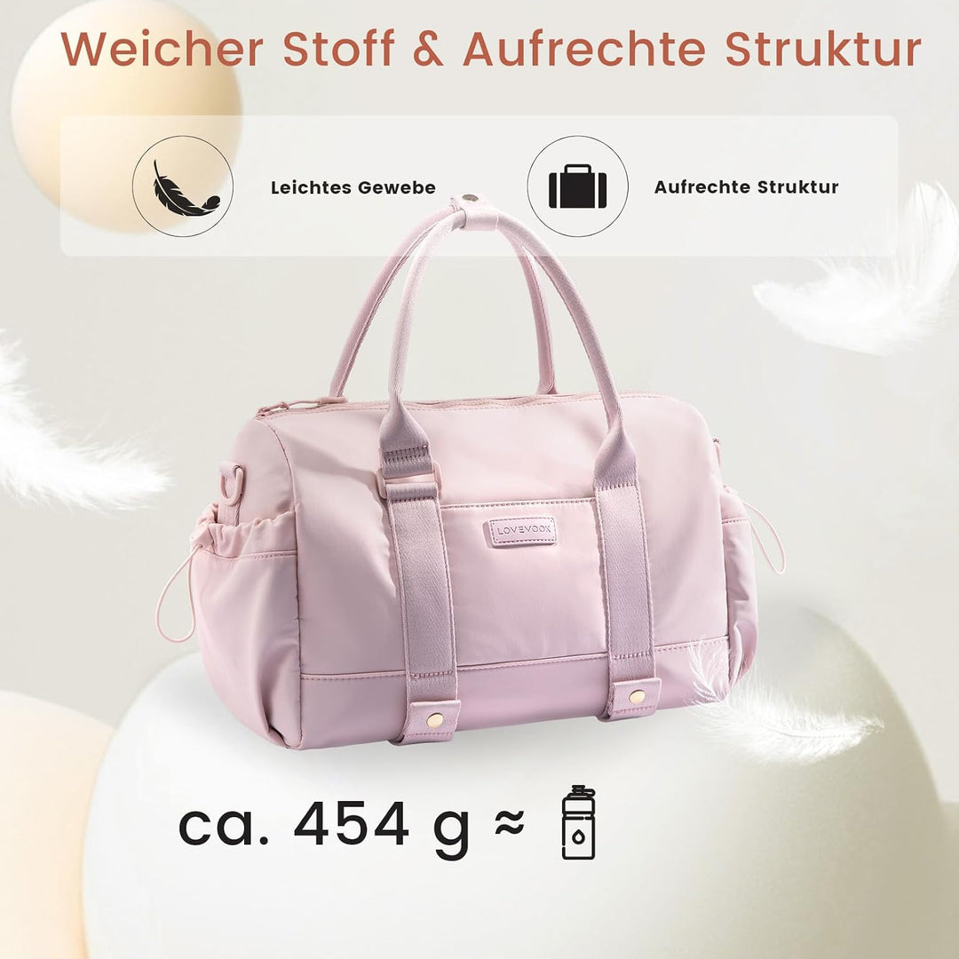 LOVEVOOK Sporttasche Damen, Kleine Reisetasche, Kliniktasche Geburt Rosa 14,5 Zoll – 2er-Set, Rosa 1