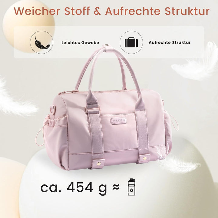 LOVEVOOK Sporttasche Damen, Kleine Reisetasche, Kliniktasche Geburt Rosa 14,5 Zoll – 2er-Set, Rosa 1