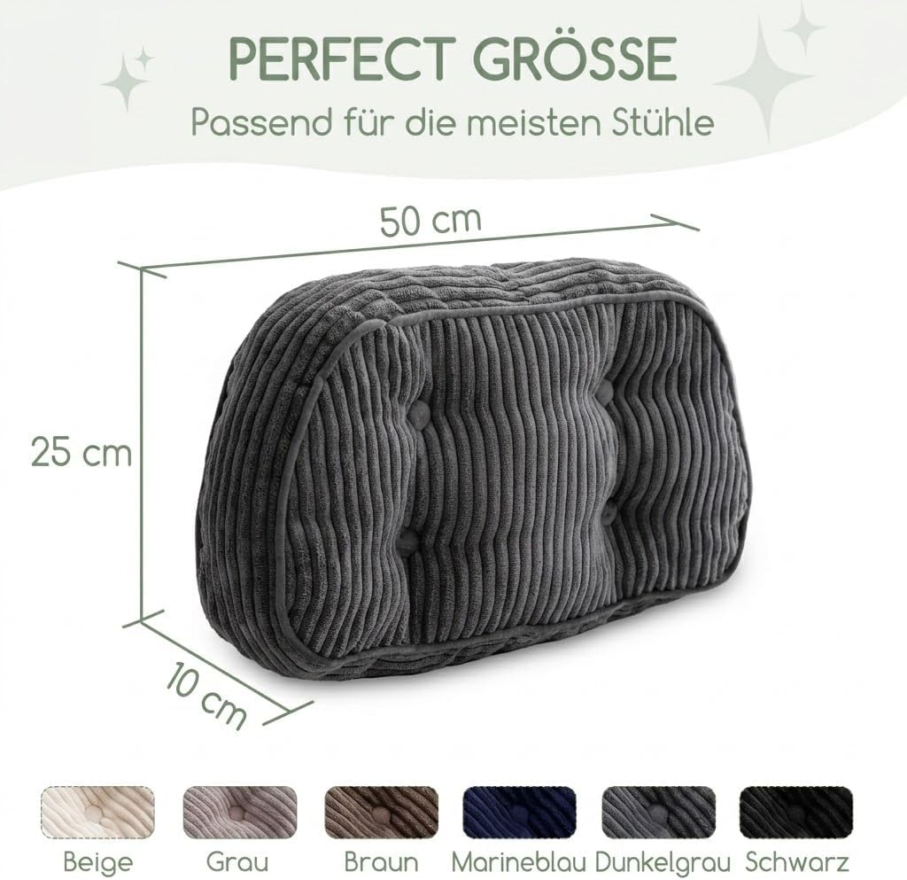 HIGOGOGO Lordosenstützkissen für Relaxsessel/Polstersessel/Sofa/Bürostuhl, gepolstertes Cord-Rückenk