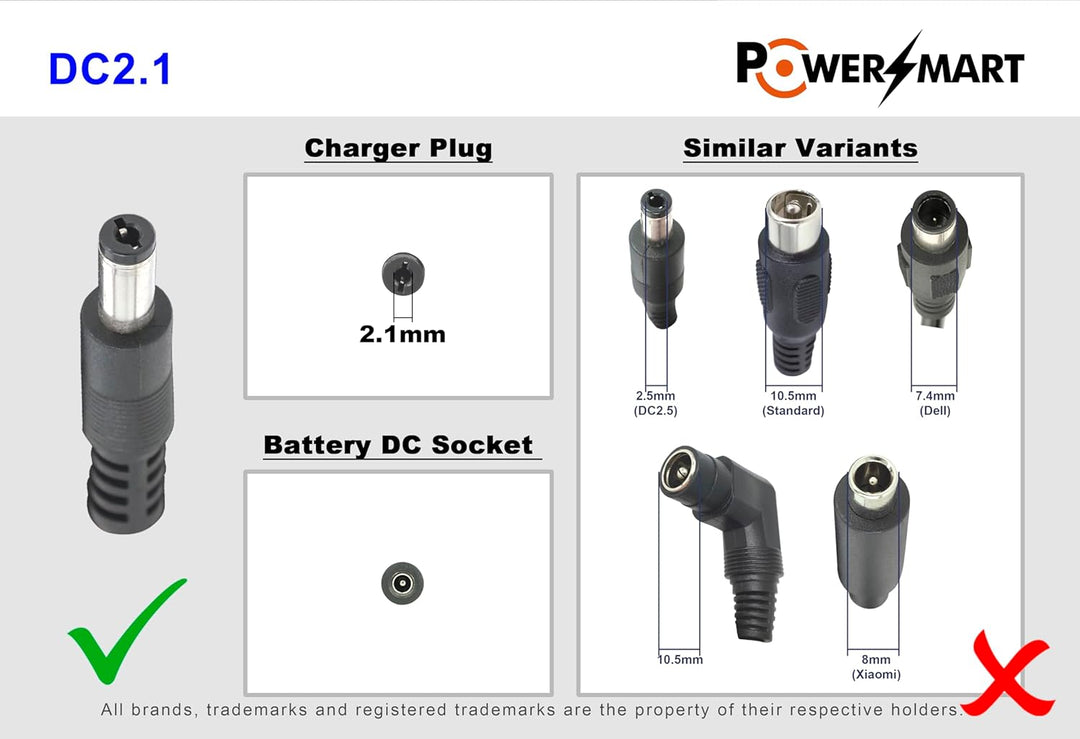 PowerSmart 36V 2A Ladegerät Ausgang 42V Ersatz für Saxonette Elobike Light/Easy Rider I and II, DC5.