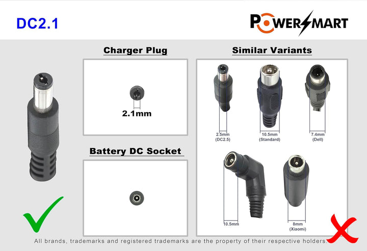 PowerSmart 36V 2A Ladegerät Ausgang 42V Ersatz für Allegro Explorer/E-Cargo/E-Clips, DC5.5 * 2.1mm