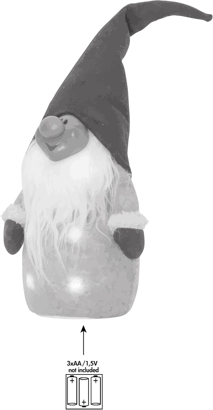 EGLO LED Weihnachtsdeko, Leuchtfigur Wichtel aus Stoff mit Kunststoffkörper in Grau, Weiss und Rot,