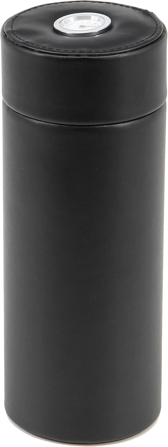BigSmoke Zigarrenetui Tube aus Leder mit Zedernholz Furnier inklusive Hygrometer und Befeuchter