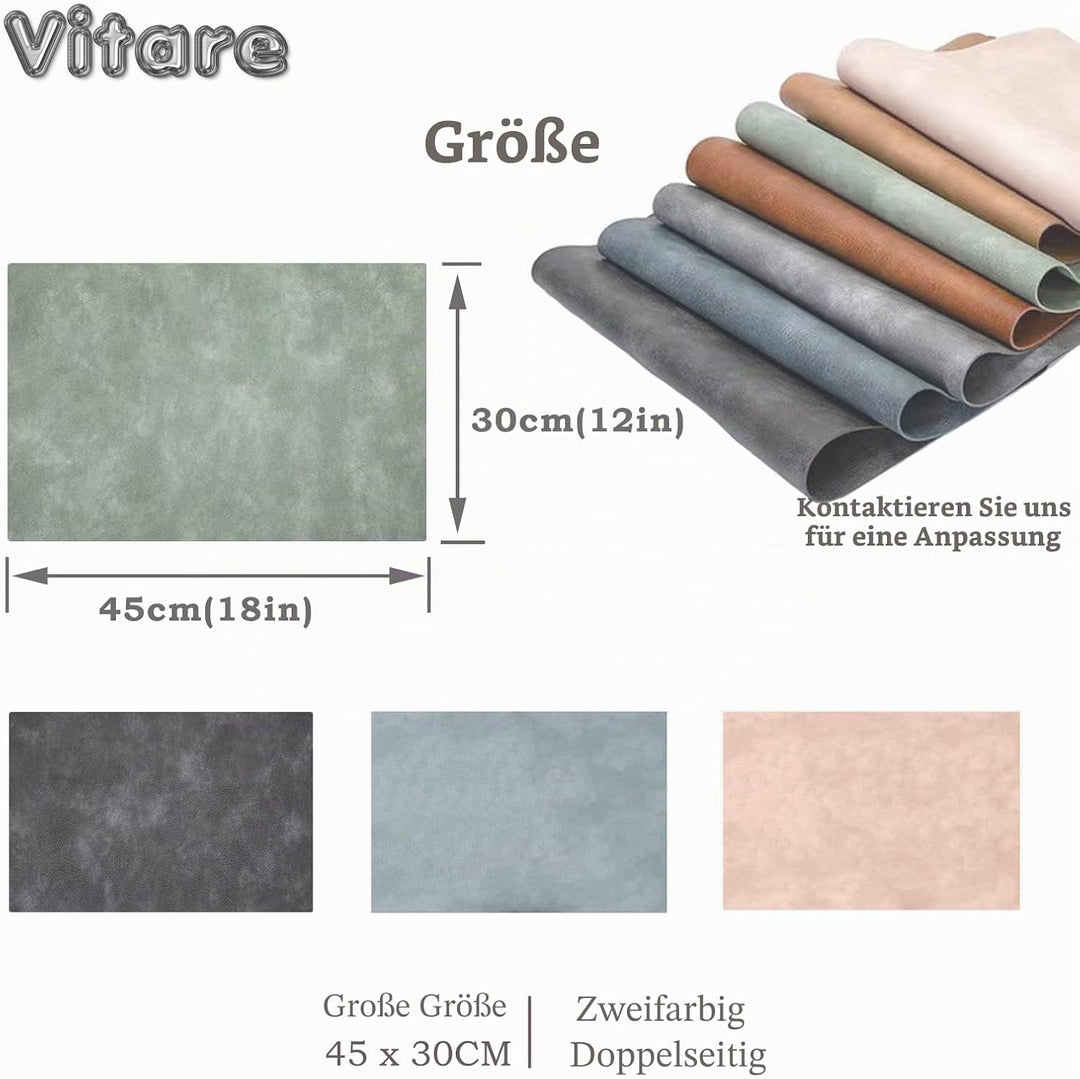 Vitare Platzsets Abwaschbar,Tischsets Abwaschbar 6er Set,Zweifarbig Tischset Kunstleder,Platzdeckche
