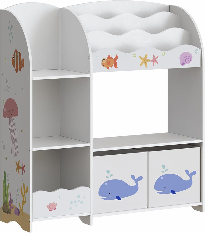 [en.casa] Kinderregal Lysekil Bücherregal für Kinder mit 2 Aufbewahrungsboxen Spielzeugregal 100 x 9