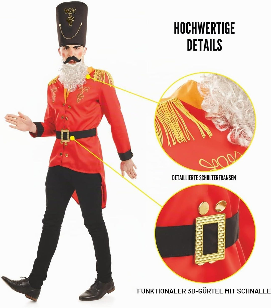 Fun Shack Nussknacker Kostüm Herren, Festliches Halloween Kostüm L Rot, L Rot