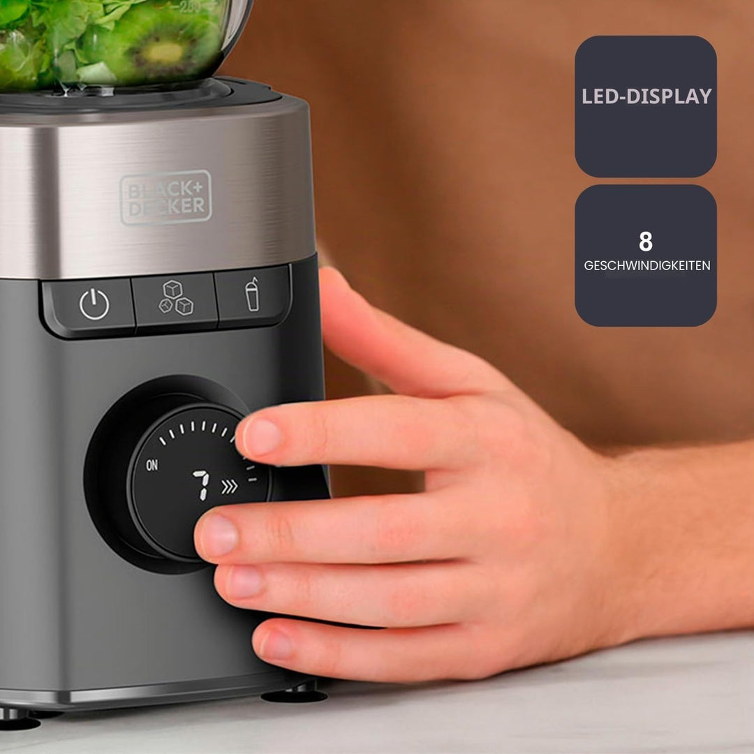 Black+Decker - Standmixer BXJB1201E 2200W | 2,2L Glasbehälter | 8 Geschwindigkeiten | 6 Edelstahlkli