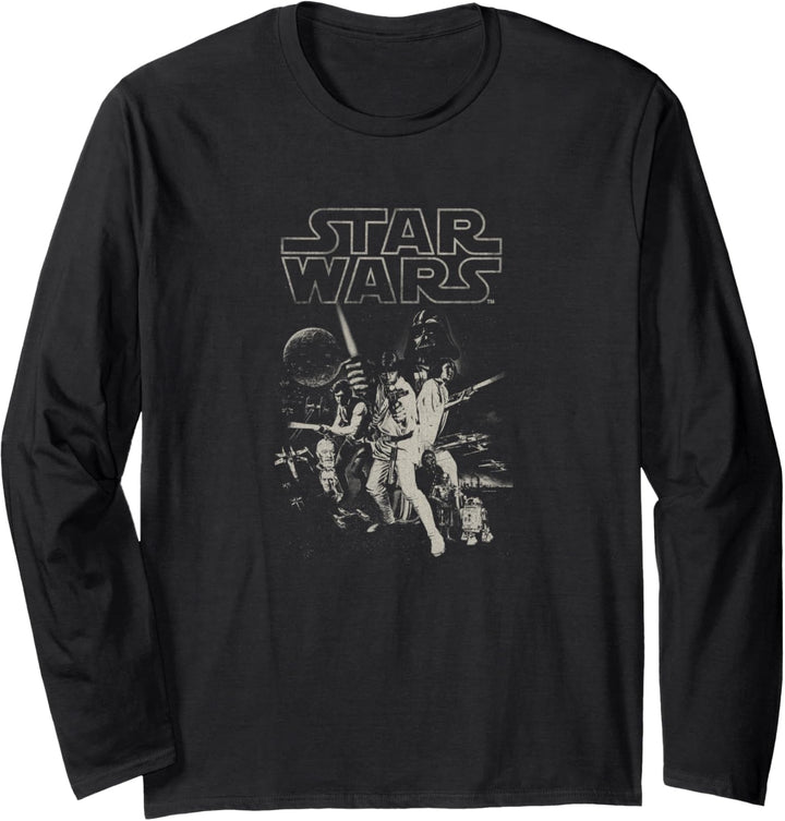 Star Wars Vintage Style Group Shot Logo Langarmshirt
