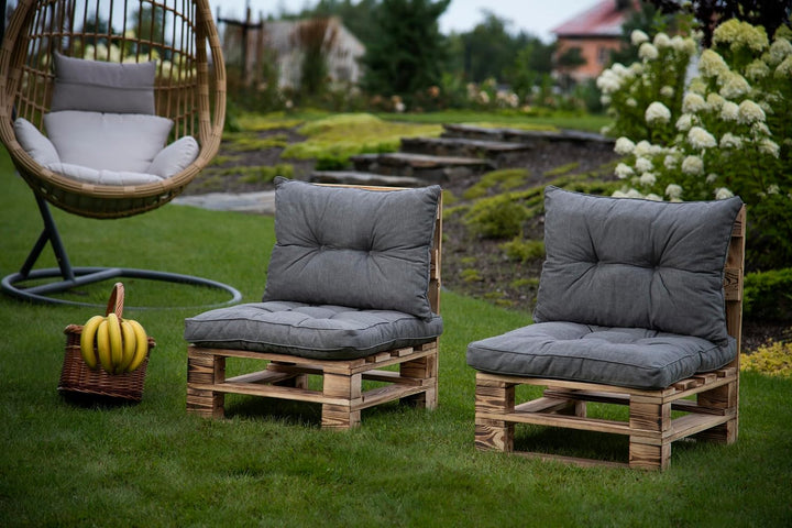 sunnypillow Polster für Gartenmöbel - 2er Set : Sitzkissen 50 x 50 cm + Rückenlehne 50 x 40 cm - Gar
