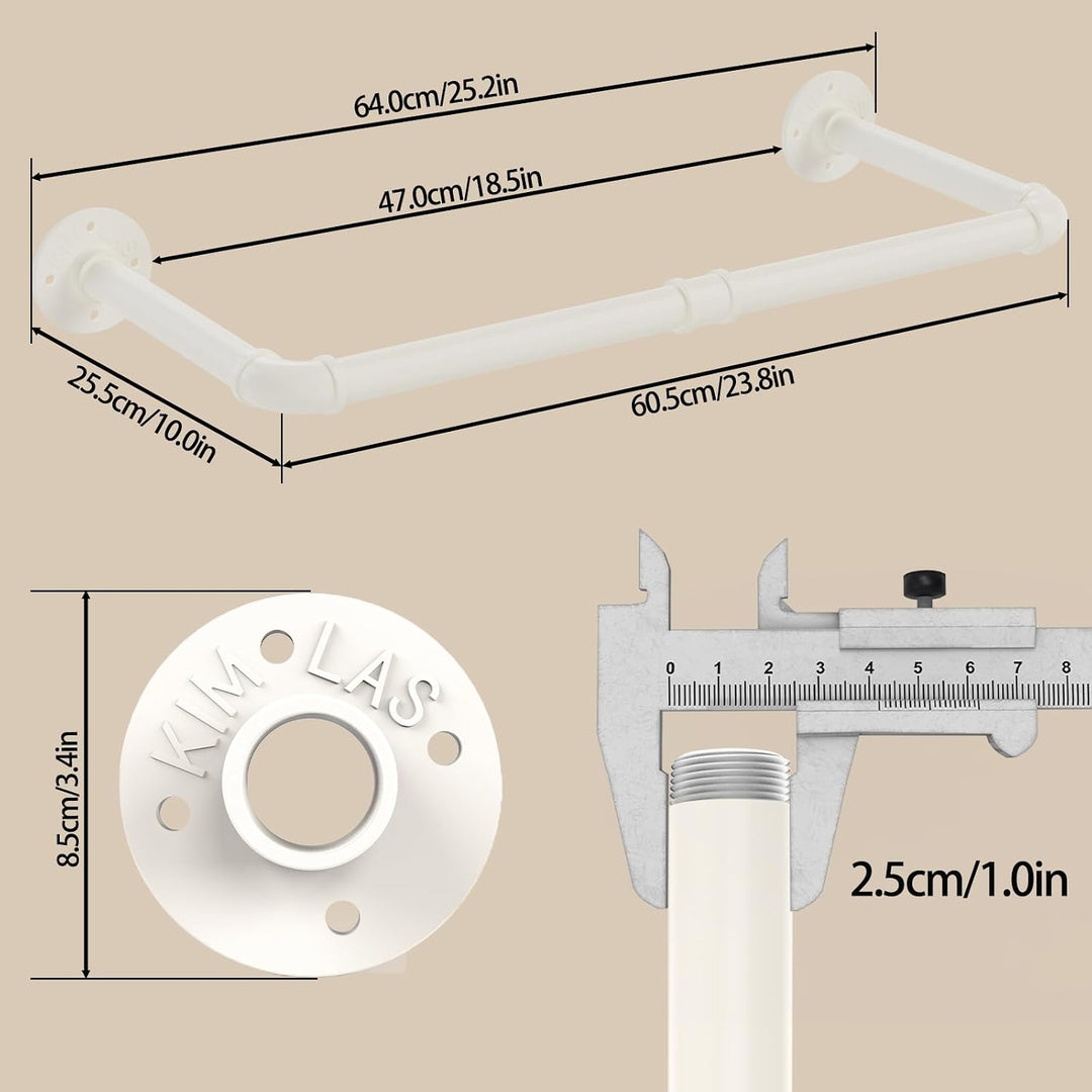 64cm Kleiderstange Wandmontage,Garderobenstange,1 Stück,Beige 64cm (1-Pack) Beige, 64cm (1-Pack) Bei