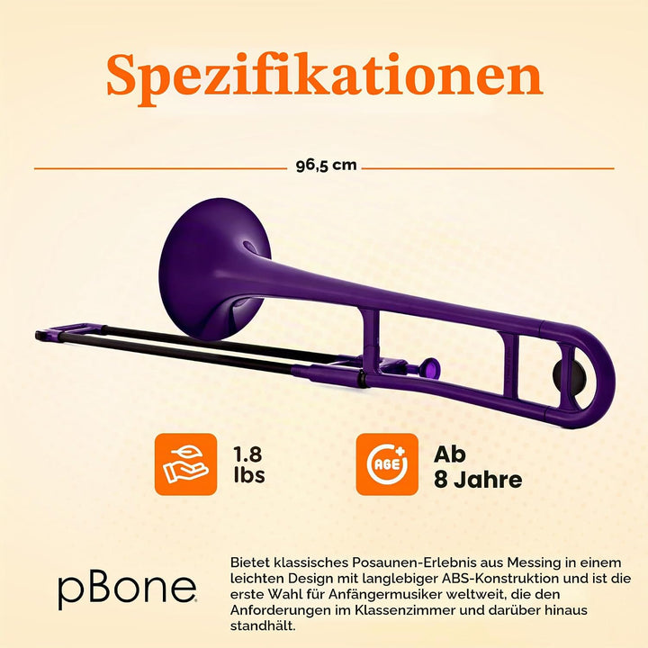 pBone Kunststoff Posaune violett mit Tasche und Mundstück violett Posaune, violett Posaune