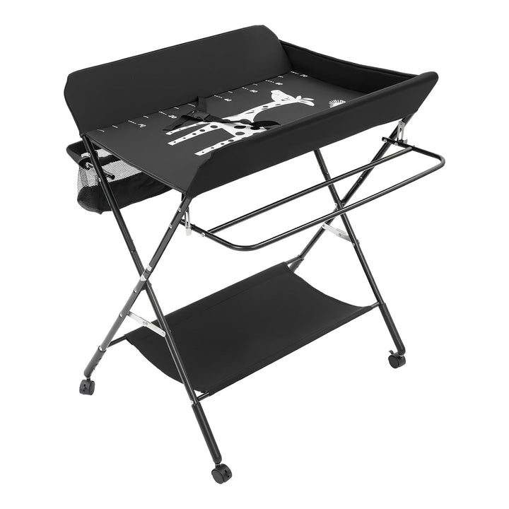 klappbare Wickelkommode Wickeltisch, Schwarz 25KG Maximale Belastung Baby Wickelkombi Mobiler Wickel
