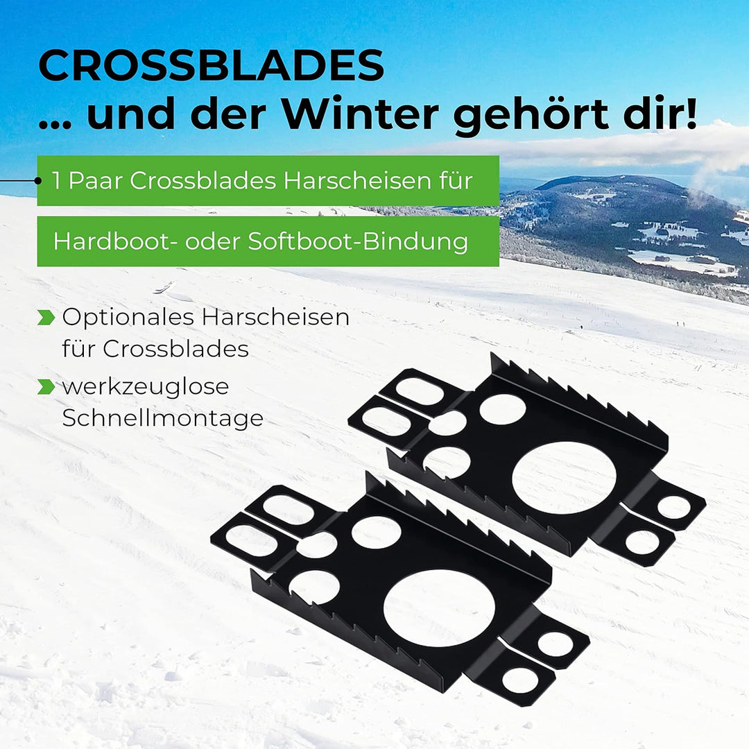 Crossblades Harscheisen Schneeschuhe Schwarz I 3in1 Schneeschuh zum Steigen, Fahren &amp; Gleiten I Welt