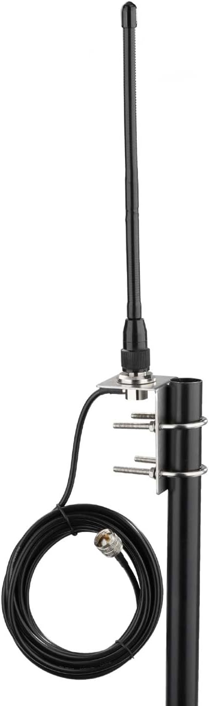 Bingfu 27MHz CB Funkantenne Soft Whip mit PL259 UHF Stecker, 5m RG58 Koaxialkabel und Edelstahl-Mont